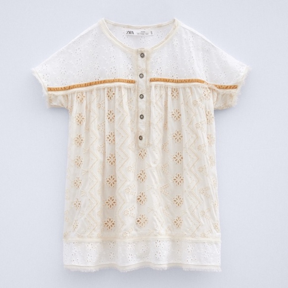 Zara Girls Studio Collection Dress With Swiss Embroidery Eyelet Size 12-13 Years